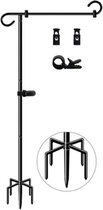 Soporte para bandera de jardín de 51 pulgadas de alto con base de 5 puntas, soporte para poste de bandera de patio... - Imagen 1 de 7