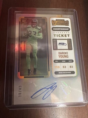 2022 Panini Contenders Playoff Ticket Foil Dareke Young Autograph RC #'d /99 - Image 1 of 2