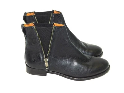 Botas Chelsea Frye 7.5 B Negras Carly Cremallera Cuero Botines Tirar de Tacón Bajo Foto 1 de 4
