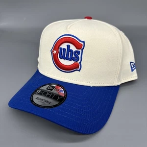 New Era Chicago Cubs Exclusive Cream/Blue Pack 9FORTY A-Frame Snapback Hat Cap - Picture 1 of 8