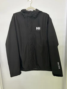 Helly Hansen Seven J Rain Jacket Black Helly Tech Waterproof Hood Hiking Mens XL - Picture 1 of 14