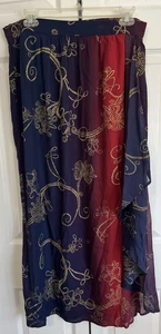VINTAGE CAROLE LITTLE PURPLE/GOLD MAXI SKIRT 14 RAYON ELASTIC BACK WAIST - Picture 1 of 7