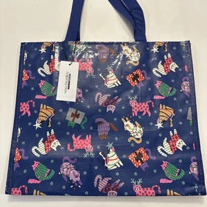 Neu mit Etikett Vera Bradley Geschenktasche Katzenminze Weihnachten NEU Markt wiederverwendbare Tasche Urlaub blau - Bild 1 von 9