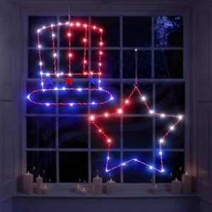2 Pack 4th/Fourth of July Decorations Window Silhouette Lights - Patriotic Re... - Picture 1 of 8