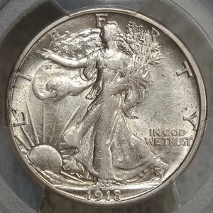 1918-S Walking Liberty Half Dollar, Almost Uncirculated, PCGS AU-53 - Picture 1 of 6
