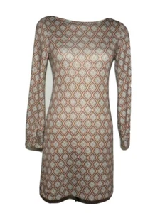 Abito Mind Code retrò geometrico cambio marrone buco della serratura maculato oro donna tg M - Foto 1 di 8