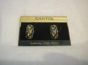 Pendientes GANTOS vintage, diseño tejido con postes de acero quirúrgico - Imagen 1 de 2