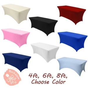 10 pc Spandex 4ft,6ft ,8ft Stretch Fitted Tablecloth Table Cover Wedding Event - Picture 1 of 16