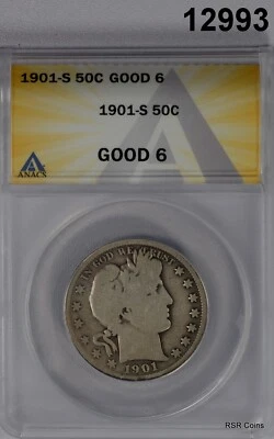 1901 S BARBER HALF ANACS CERTIFIED GOOD 6 ORIGINAL!! #12993 - Image 1 of 3