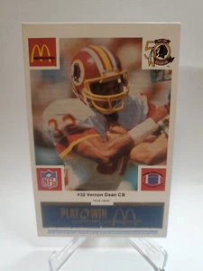 1986 McDonalds Vernon Dean Card Washington Blue Tab - Picture 1 of 2