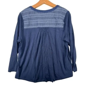 B Skies Are Blue Women Top Sz 0X Plus Blue Tunic Boho Flowy Comfy Smocked Casual - Picture 1 of 10
