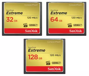 SanDisk 32GB 64GB 128G CF Extreme 120MB/s Compact Flash Memory Card SDCFXSB - Picture 1 of 7