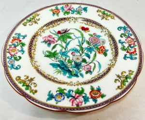 Rare vtg Minton B878 Pattern Rimmed 7 3/4" plate Floral Butterfly Insect Green - Picture 1 of 9