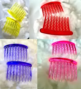 2 Pack new colourful Clear Plain Side Hair Combs Slides Grips Hair Accessories - Picture 1 of 47