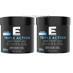 2 x Elegance Hair Gel Triple Action / Extra Strong Hold Earth 500mL each =1000ml - Picture 1 of 3