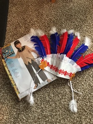 Disfraz Nativo Americano Valiente Niño Hombre Talla: Grande 12/14 (con Tocado de Plumas) Foto 1 de 3