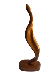 Mid Century Modern Wooden Art Sculpture Figurine Abstract Handmade Signed HFS - Picture 1 of 16
