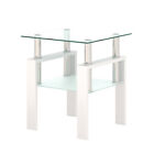 Modern Tempered Glass Square Coffee End Table, Living Room