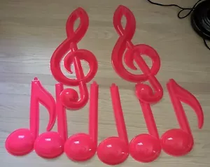Lightweight Plastic Musical Music Notes Decoration Set of 8 - Pink - Picture 1 of 7