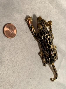 SPILLA SPILLA non firmata CATO leopardo gatto pendente articolata strass color oro - Foto 1 di 6