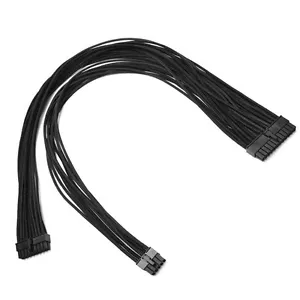 24pin Black Sleeved PSU Cable for EVGA Silverstone Coolermaster Seasonic Corsair - Picture 1 of 1