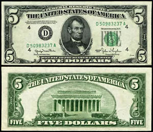 FR. 1961 A $5 1950 Federal Reserve Note Cleveland D-A Block Narrow CU - Picture 1 of 3