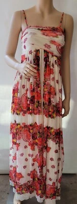 NEW Fuzzi GAULTIER SOLEIL Beautiful Red Floral Mesh Summer Swing Dress NWT SZ M - Image 1 of 4