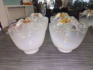 4 x Glass Lamp Shades Vintage Set Frosted Floral Lights Stunning - Picture 1 of 3