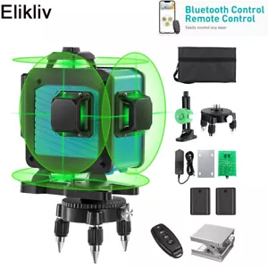 Elikliv 4x360 Laser Level Self Leveling Green beam 4D Bluetooth Remote Control - Picture 1 of 9