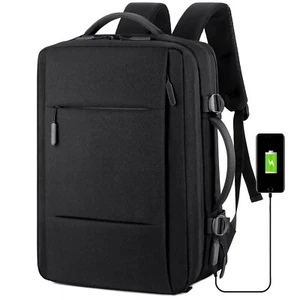 Travel Laptop Backpack 16 inch Business Large Computer Carry on Backpack, Black - Picture 1 of 19