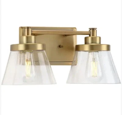 Progress Lighting P300349-163 Hinton 2-Light Vintage Brass Bath Vanity Light - Image 1 of 4