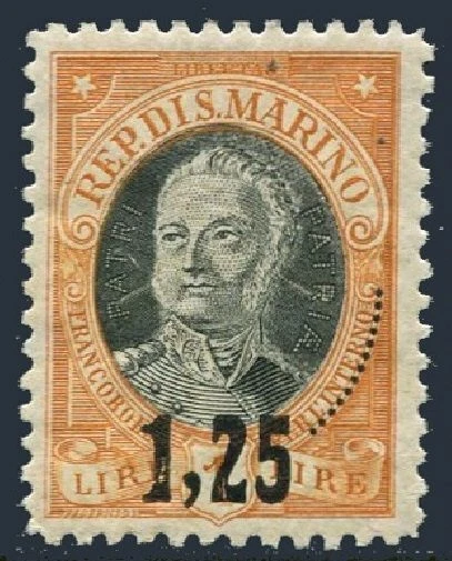 San Marino 104, lightly hinged. Mi 133. Antonio Onofri, surcharged, 1927. - Image 1 of 1