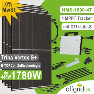 Balcony Power Station 1780W Mini PV Solar Panel HM-1600-4T Black Frame Offgridtec - Picture 1 of 8