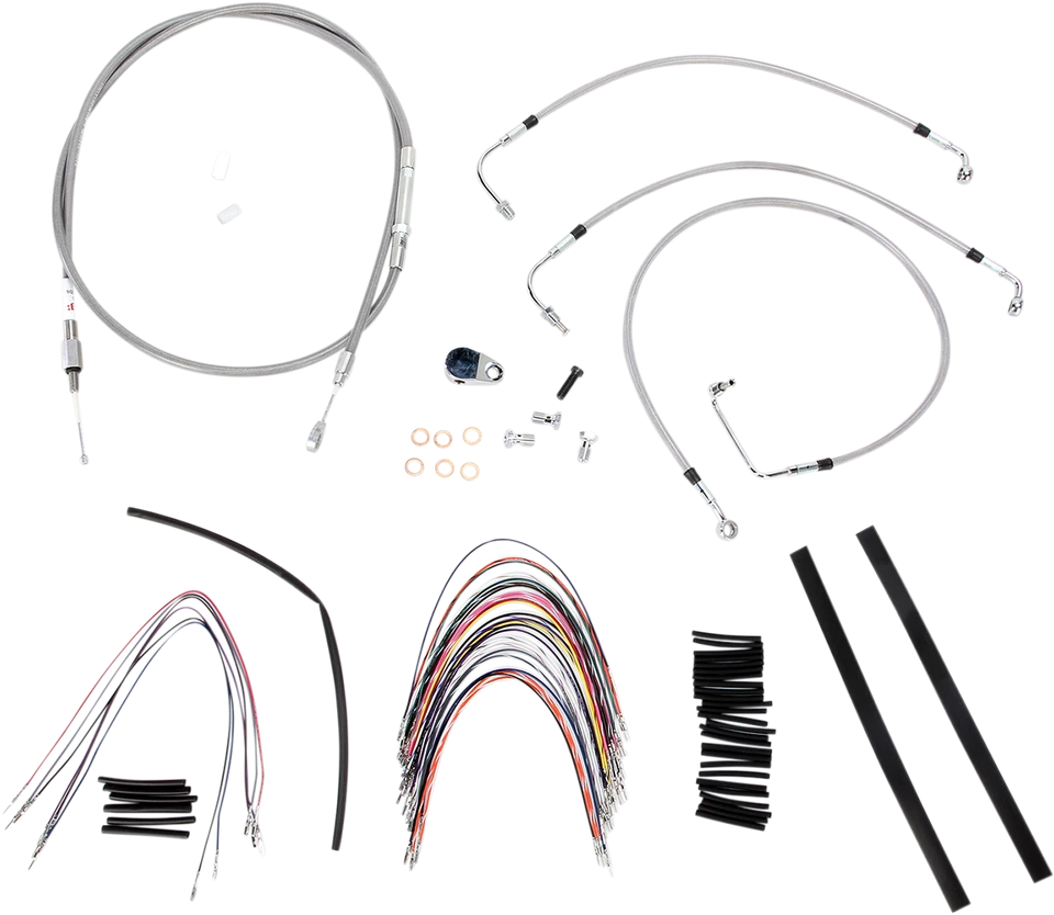 Kit de cables de línea de freno de acero inoxidable para manillar Burly 14" 08-13 Harley FLHR FLTR sin ABS Foto 1 de 1
