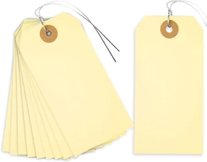 Etiquetas con alambre, etiquetas de envío en blanco, 120 piezas 4 3/4 x 2 3/8 pulgadas Manila Hang La - Imagen 1 de 12