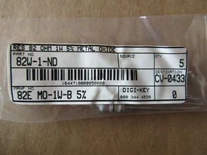(5) Digi-Key 82W-1-ND Resistors 82 Ohm 1 Watts NEW!!! in Bag - Picture 1 of 2