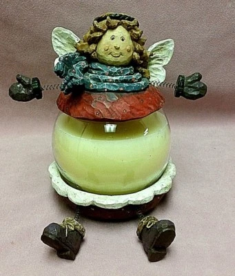 Topper de velas de ángel de niña de campo Springy manos y pies ~ Vela base y tarro ~ Lindo Foto 1 de 4