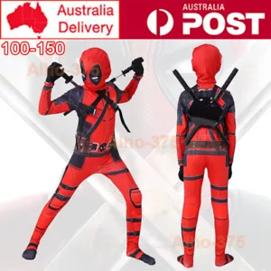 Kids Deadpool Cosplay Costume Boys Superhero Jumpsuit Christmas Party Outfits - Picture 1 of 9