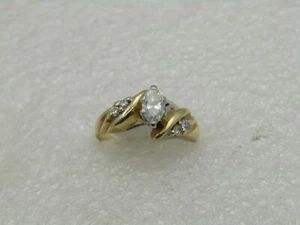 Anello di fidanzamento con diamanti marchesa 14kt, misura 4,5 - Foto 1 di 6