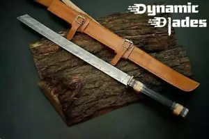 Custom Handmade Damascus Steel Beautiful Tanto Sword with Colour Camel Bone - Picture 1 of 4