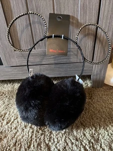 Disney x Forever 21 Mickey Mouse Ohren Plüsch Ohren Ohrenschützer schwarz und Strass - Bild 1 von 12