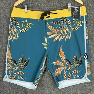 Volcom Mod-Tech Boardshorts 36 türkis gelb Blumen Badehose 4-Wege Stretch - Bild 1 von 12