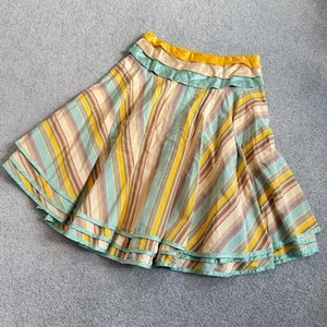 Falda Odille Anthropologie Circular Columpio Rayas Capas Algodón Seda EE. UU. 2 - Imagen 1 de 14