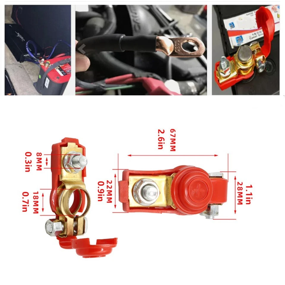 4x Durable Car RV Marine Battery Clamp Terminal Connector Pure Copper Pile Head - Image 1 of 4