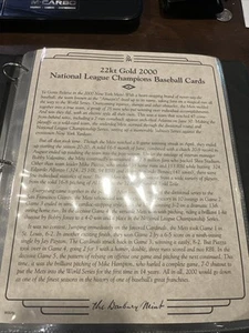 2000 NY Mets NL Champions 22kt Gold - Danbury Mint - Set 2 Cards Missing - Picture 1 of 19