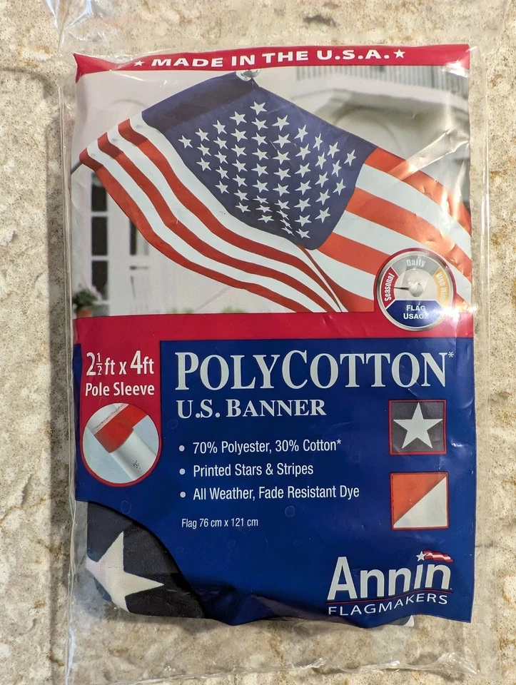 NEW Annin Flagmakers Poly/Cotton American Flag/Banner: 2.5 x 4 ft - Image 1 of 1