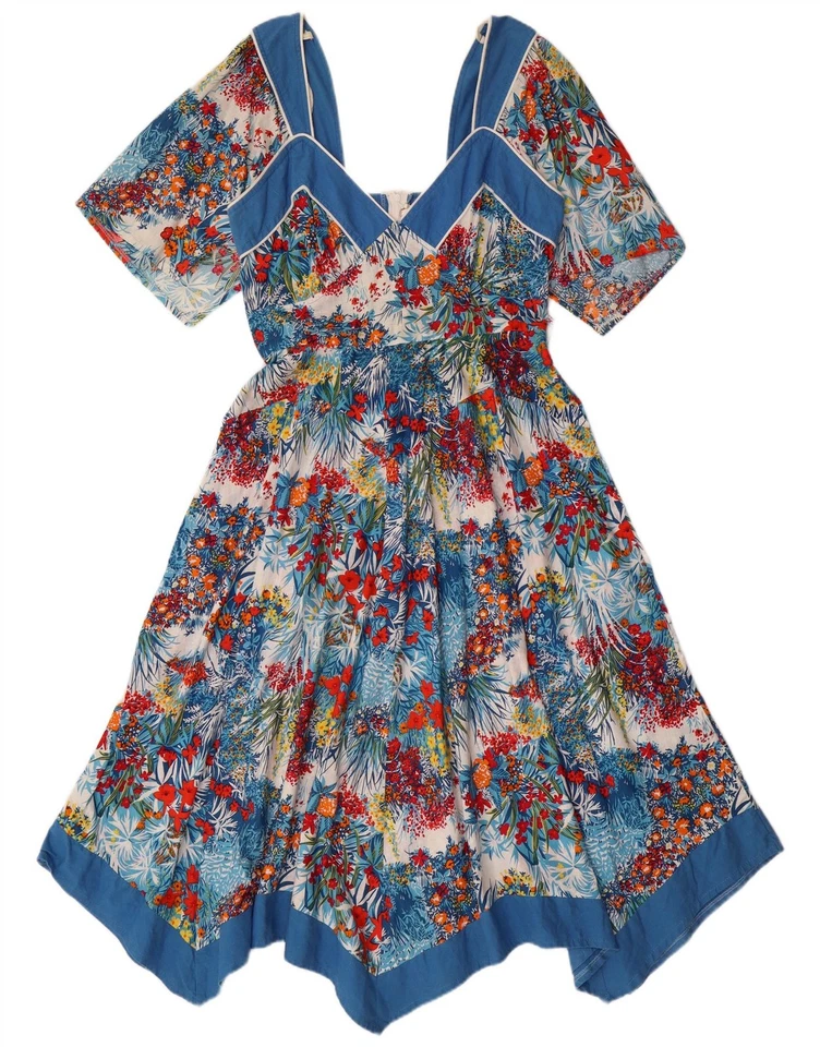 Vestido asimétrico C&A para mujer EU 40 mediano multicolor floral algodón IO18 Foto 1 de 3