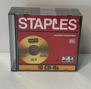 10 Staples CD-Rs with Jewel Cases - NEW / SEALED - Picture 1 of 6
