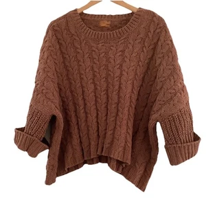 POL Anthropologie Brown Chunky Knit Sweater Women One Size Cozy Soft Oversized - Picture 1 of 11