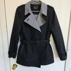 FRED PERRY AMY WINEHOUSE TRENCH CORTO ORIGINALE NERO MICRO PIED DE POULE UK 12 40 - Foto 1 di 14